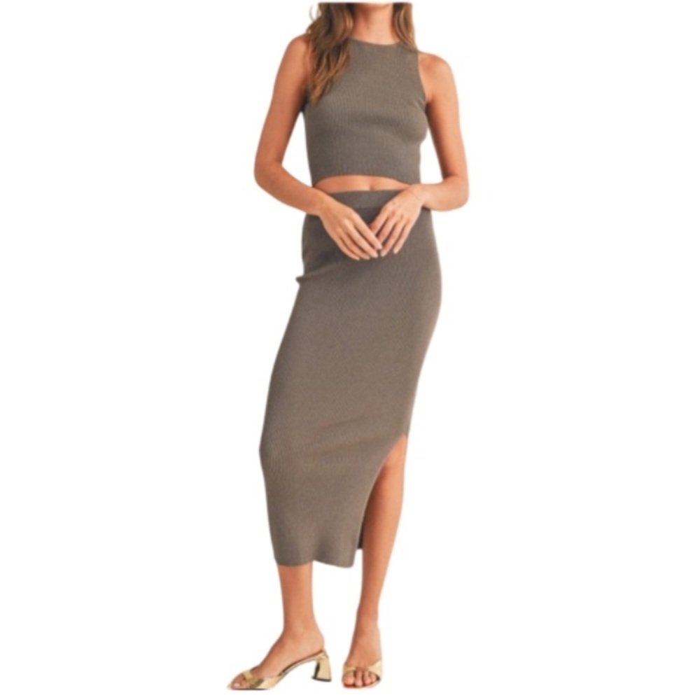 Miou Muse Metallic Knit Skirt and Top in Bronze S/M (Small Skirt / Med Top) NWT